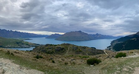 Aerial view of the lake from the mountain 