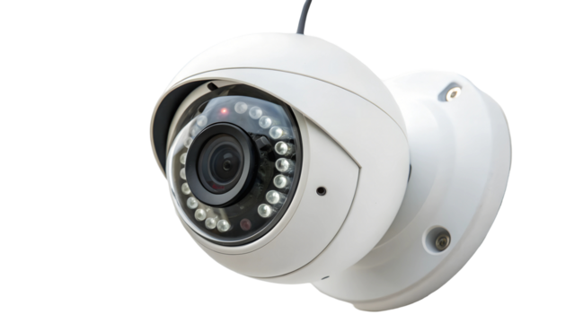 Surveillance smart camera isolated on white background. PNG transparent 