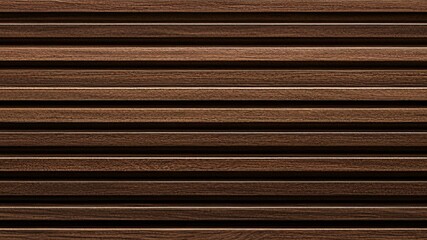 Fototapeta premium Close-up of a wall or panel with horizontal grooved wooden slats.