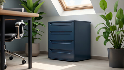 Modern File Cabinet in a Bright Workspace