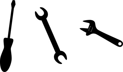 Tool icon set.Hammer turn screw tools icon.Instrument collection. Vector illustration
