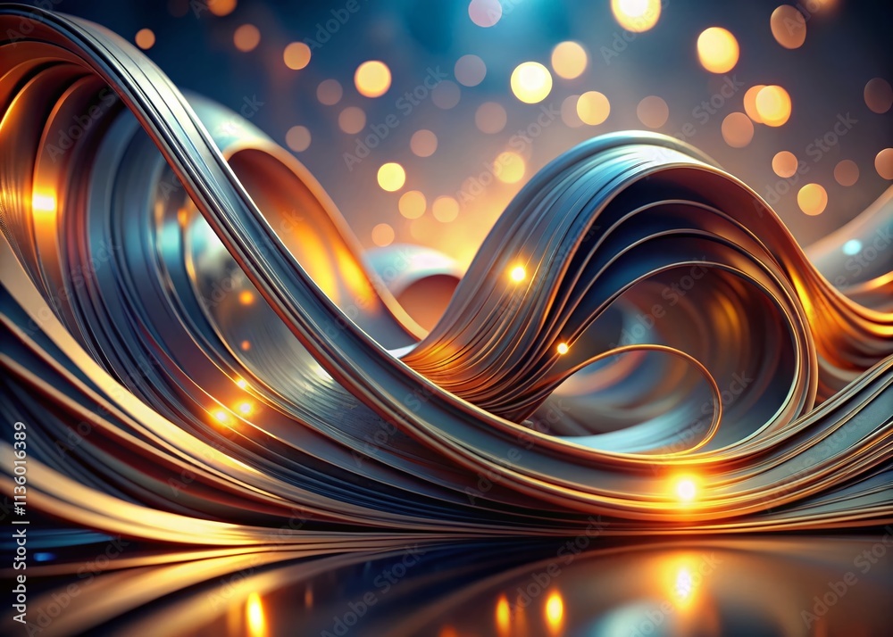 Poster Abstract Composition of Curves and Volumetric Lines with Shadows and Lighting in a 3D Rendered Environment Creating an Enigmatic Bokeh Effect for Modern Art Enthusiasts