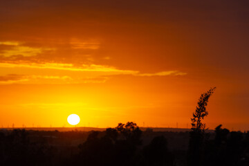 sunset behind the wind turbines in the Essaouira region in Morocco