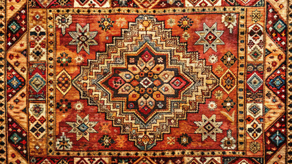 Vintage Moroccan red carpet with geometric pattern, old rug with diamond patterns