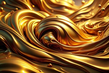 Abstract Golden Liquid Texture Aerial Photography: Swirling Gold, Luxury Fluid Art, Metallic Flow