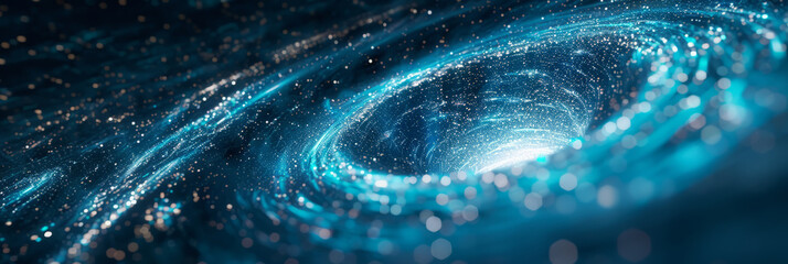 Conceptual cluster, a swirling vortex of data streams merging into a central core of interconnected nodes.