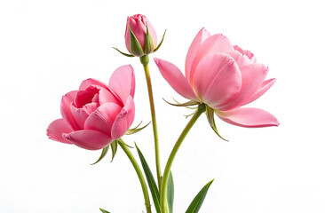 Fototapeta premium Beautiful flowers on a white background, International Women's Day.