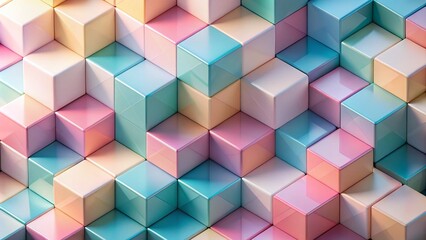 Obraz premium Abstract Pastel Cube Background, Minimalist Geometric Design, Low Light Photography, Modern Art