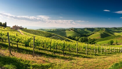 Naklejka premium a beautiful view of a vineyard in summer 