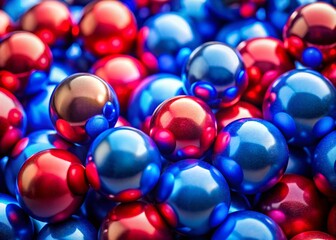 Abstract Sphere Sculpture, Blue Red Spheres Closeup, Architectural Photography, Modern Art Installation