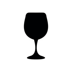 black wine glass silhouette vector icon isolated on white background, elegant drink symbol design