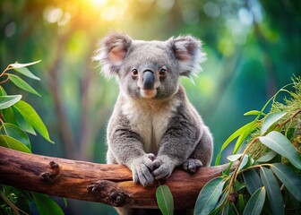 Fototapeta premium Adorable Koala Wallpaper, Cute Koala Bear Background, High-Resolution Koala Image, Free Koala Desktop Wallpaper, Wildlife Animal Wallpaper