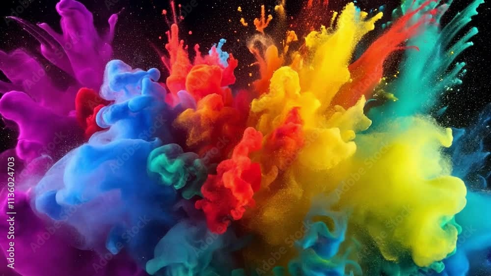 Aufkleber abstract explosion of color: a vibrant burst of color erupts against a black background, capturing t