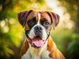 Fototapeta premium Adorable White and Brown Boxer Dog Candid Photoshoot - Playful Puppy Pictures