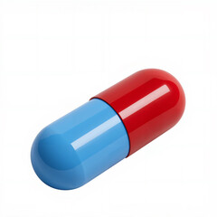 Red and blue medicine pill capsule - isolated on white background