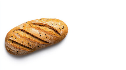 Freshly Baked Loaf of Bread: A rustic loaf of bread, baked to perfection, with a crispy crust and a soft, fluffy interior.  This image is perfect for showcasing the deliciousness of homemade bread. 