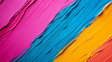 A vibrant, textured background featuring strokes of pink, blue, and orange paint creating a colorful, artistic effect.