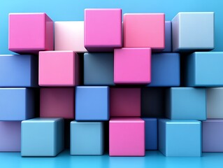 Obraz premium Pastel Colored Cubes Arranged In A Stacked Formation