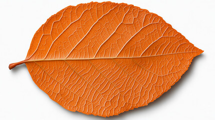 Autumn Leaf Detail: A close-up of a vibrant orange leaf, showcasing intricate veins and textures. The leaf's vivid color and delicate details speak to the beauty and transience of nature.