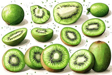 Fototapeta premium Beautiful slice kiwi isolated on white background