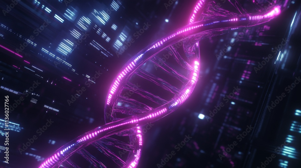 Poster exploring dna structure and function virtual lab 3d visualization high-tech environment scientific o