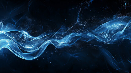 blue background with glowing lines and stars, a technology-themed background for presentation design.