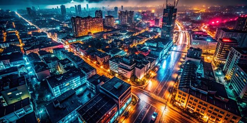 Aerial Noir Cityscape: Shadows & Lights - Dramatic Drone Photography