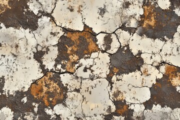 Weathered rusty metal texture with flaking showing natural aging and deterioration over time in an industrial setting