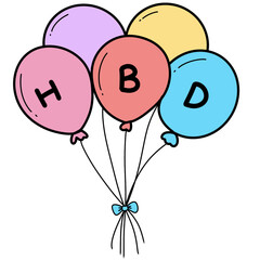 Super cute drawing of colorful birthday balloons.