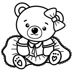 Line drawing of a cute little bear For coloring hand drawings, not AI.
