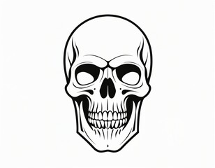 Fototapeta premium Black and White Skull Icon Set Closeup Isolated. Skulls Collection with Outline, Cut Out Style in Front View. Hand Drawn Skull Head Design Template. Ai generated image.