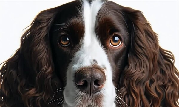 Charming springer spaniel with expressive eyes captures hearts in a serene studio setting