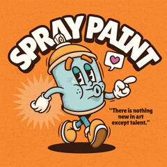 Spray Paint Trendy Retro Cartoon Vector Hand Drawn 