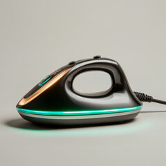 Sleek modern iron with led lights on minimalist background