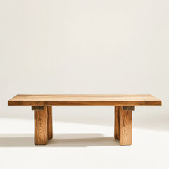 Minimalist wooden table on neutral background for modern home decor