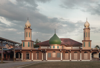 South eastern asian style architecture of Safirusslam Mosque with Evening sky in the background. use it as your Wallpaper, Poster and Copy space Selective focus.