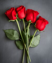 Obraz premium Romantic Red Roses Arrangement on Dark Background Symbolizing Love and Elegance : Generative AI