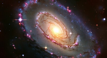 Cosmic Spiral Galaxy: A mesmerizing view of a spiral galaxy, showcasing vibrant colors, swirling arms, and distant stars.  A breathtaking image perfect for astronomy, space exploration.