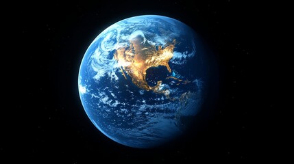 Fototapeta premium view of the Earth, showing the globe and the serene beauty of nature. View from space