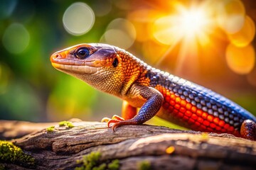 Obraz premium African Fire Skink for Sale: Adorable Miniature Lizard Pictures - Tilt-Shift Photography