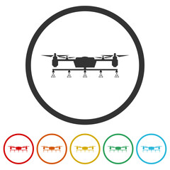 Agriculture drone icon. Set icons in color circle buttons