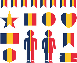 Chad flag logo. Isolated Chad flag on white background