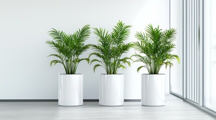 Fototapeta premium Modern minimalist indoor plant arrangement contemporary space interior design bright environment aesthetic viewpoint