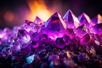 Fototapeta premium Amethyst Crystal Photography: Purple Gemstone, Spiritual Healing, Mystical Energy, Macro Shot