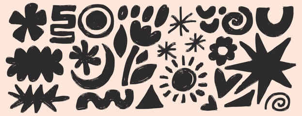 trendy abstract shapes set. naive art organic and geometric forms. collage figures for patterns, templates, web design and social media