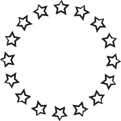Hand drawn ink stars, icon, symbol, logo. Doodle sketchy brush style