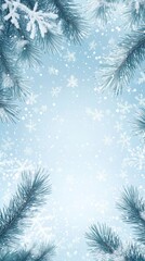 Obraz premium Winter Scene with Snowflakes and Pine Branches.