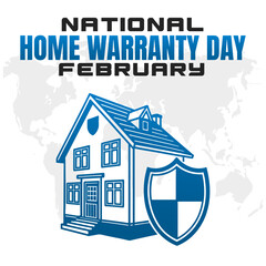 NATIONAL HOME WARRANTY DAY social media post Vector Illustration on february