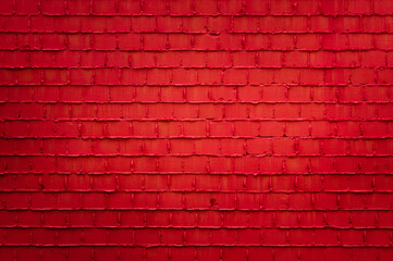 gray background, in the photo a brick wall painted red