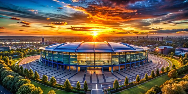 Arena Auf Schalke Silhouette Photography: Dramatic Stadium Sunset, Gelsenkirchen Germany
